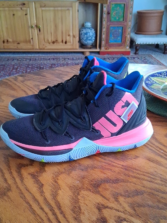 Nike Other - Nike Kyrie 5 "Just Do It" Black Mesh Pink Blue Basketball Sneakers Men's Size 12
